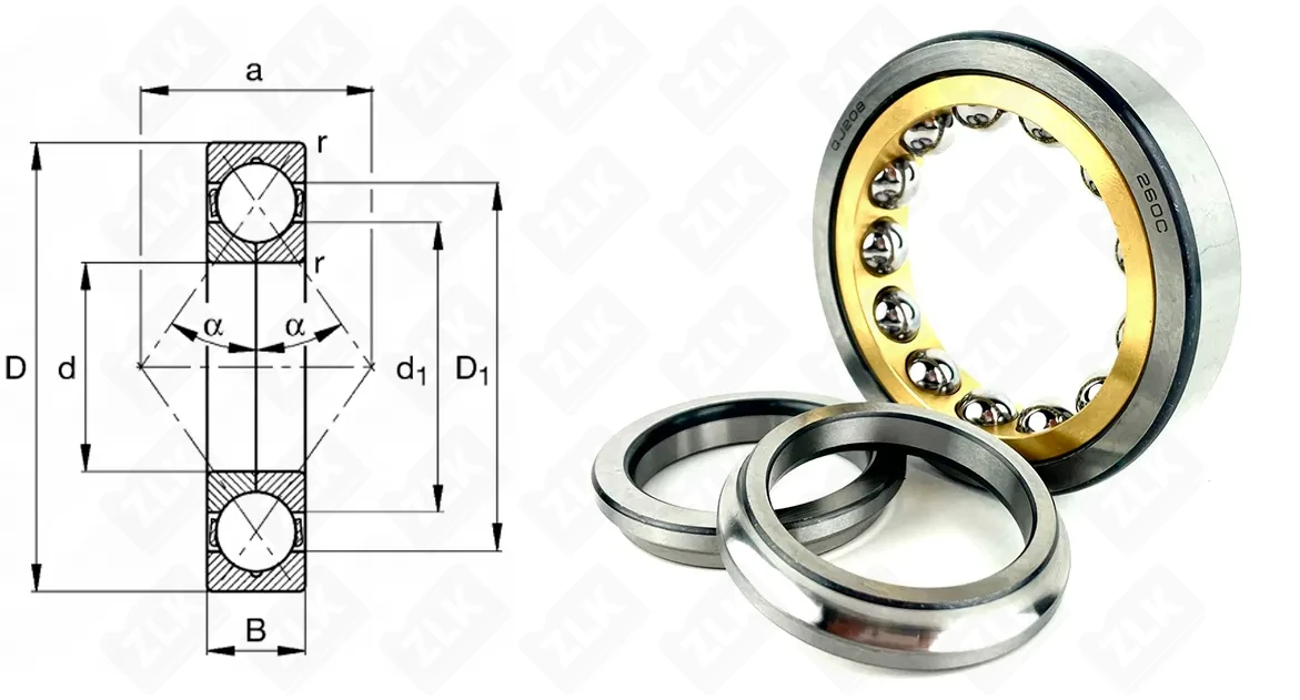 Подшипник шариковый 176208 Л (QJ208M) 40×80×18 мм ZLK
