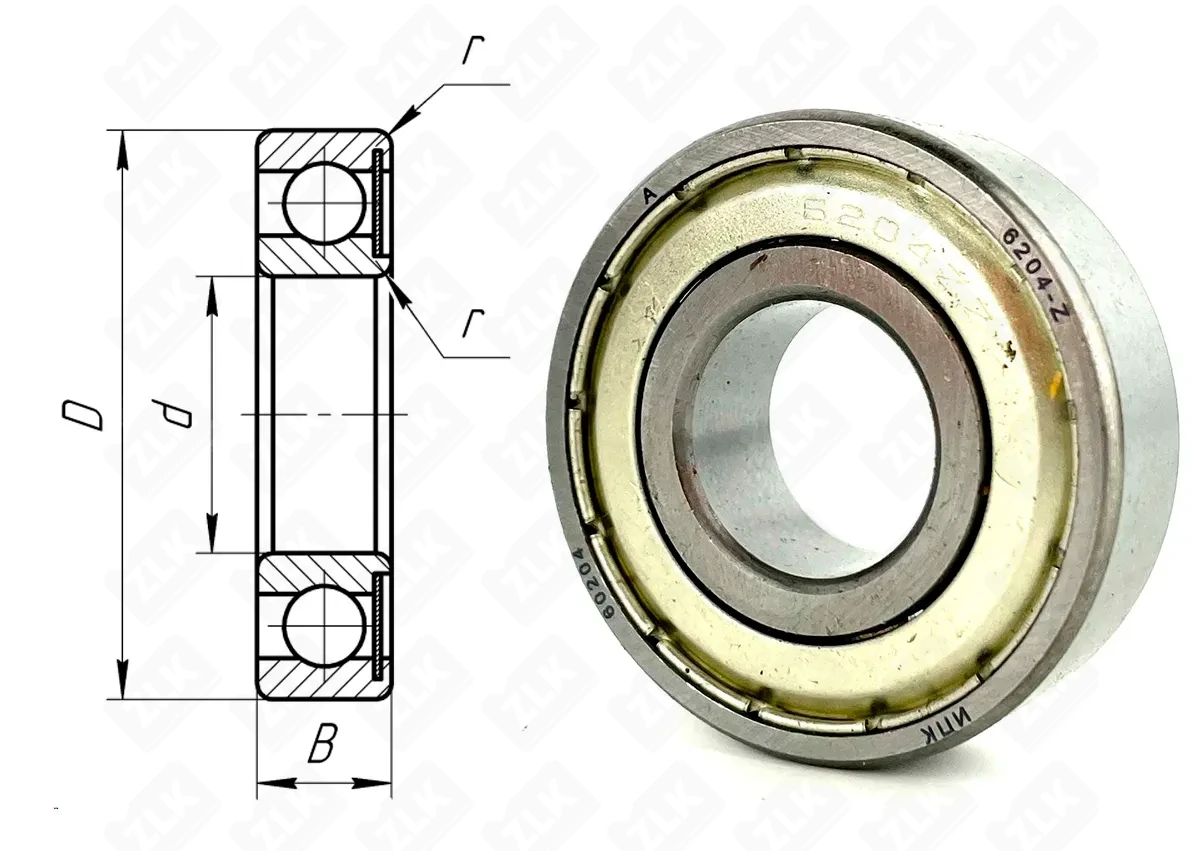 Подшипник шариковый 60204 (6204 Z) 20×47×14 мм Россия