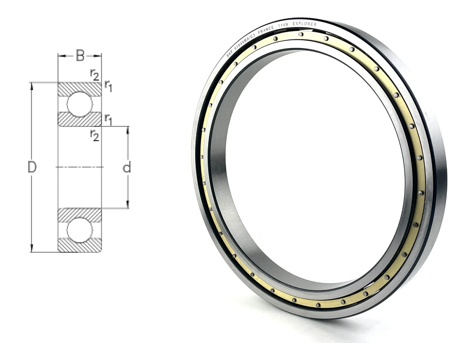 Подшипник шариковый 1000844Л (61844MAC3) 220×270×24 мм SKF оригинал