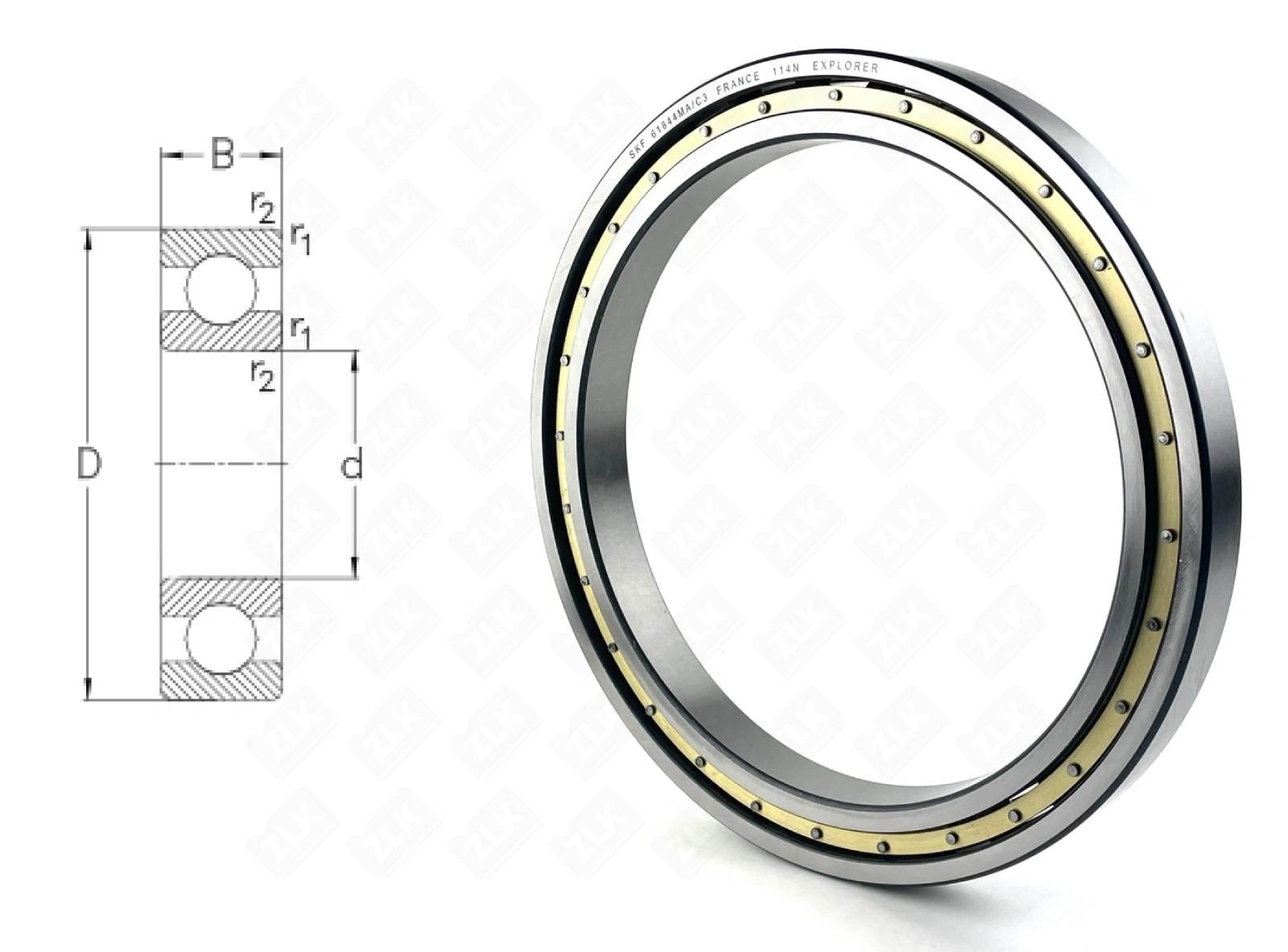 Подшипник шариковый 1000844Л (61844MAC3) 220×270×24 мм SKF оригинал