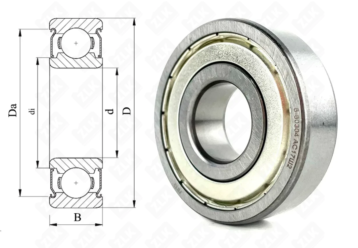Подшипник шариковый 80304 (6304 ZZ) 20×52×15 мм ППЗ