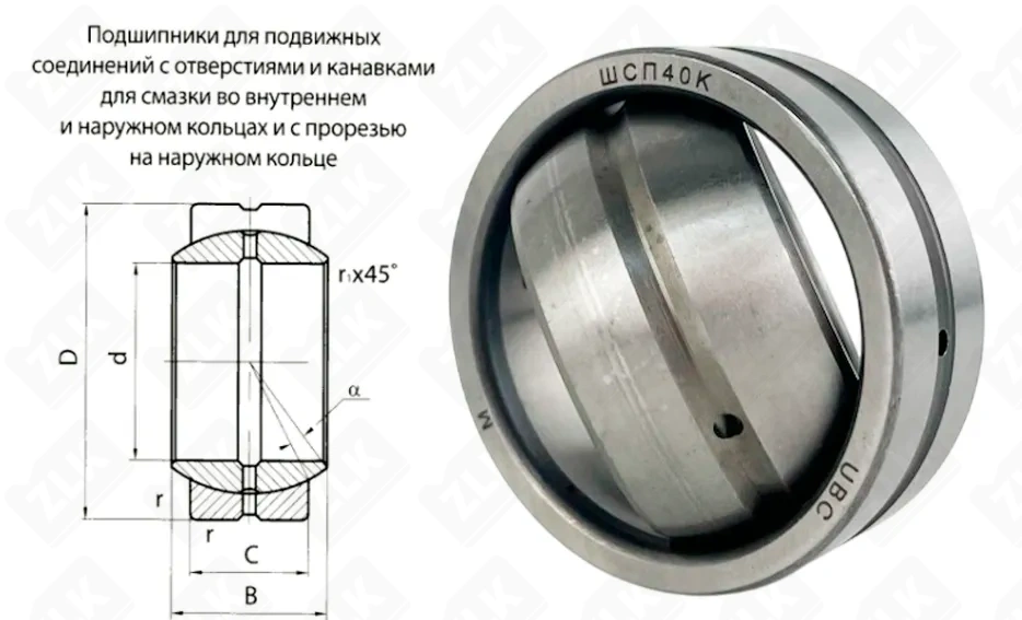 Подшипник шарнирный ШСП40К (GE40ES) 40×62×28 мм Россия