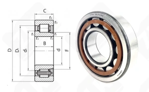 Подшипник 42308 (NJ308EAT2X) радиальный роликовый 40-90-23 мм