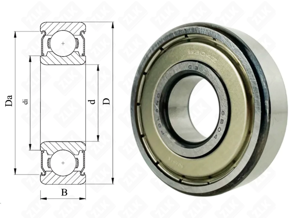 Подшипник шариковый 80304 (6304ZZC3Е) 20×52×15 мм NSK оригинал
