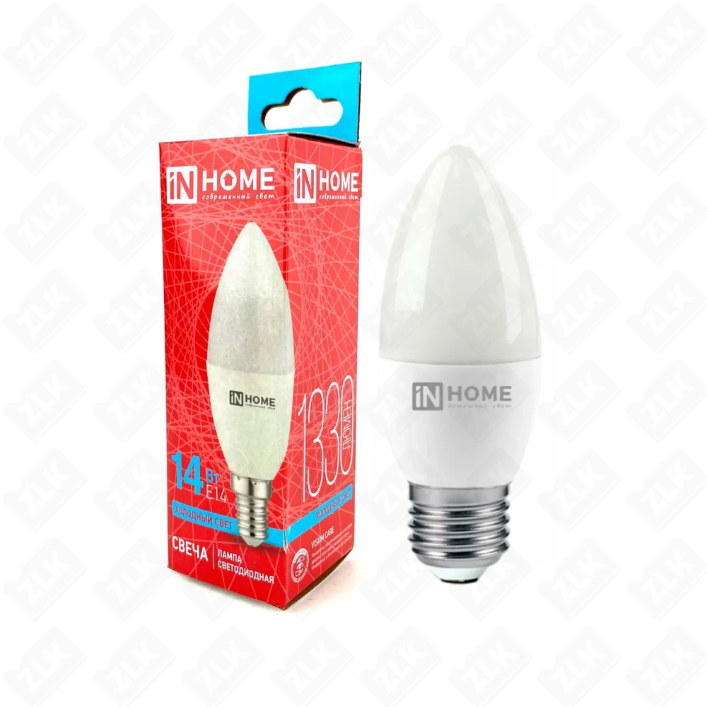 Лампа светодиодная LED-СВЕЧА-VC 14Вт E14 6500К IN HOME
