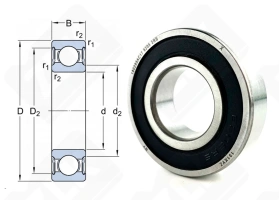 Подшипник 180205 (62052RS) радиальный шариковый 25-52-15 мм