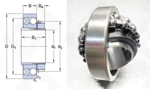 Подшипник 11204 (1205K+H205) радиальный шариковый самоустанавливающийся 20-52-15/26 мм