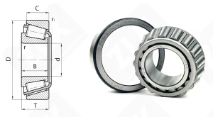 Подшипник 7507 (32207) радиально-упорный роликовый конический 35-72-24,25 мм