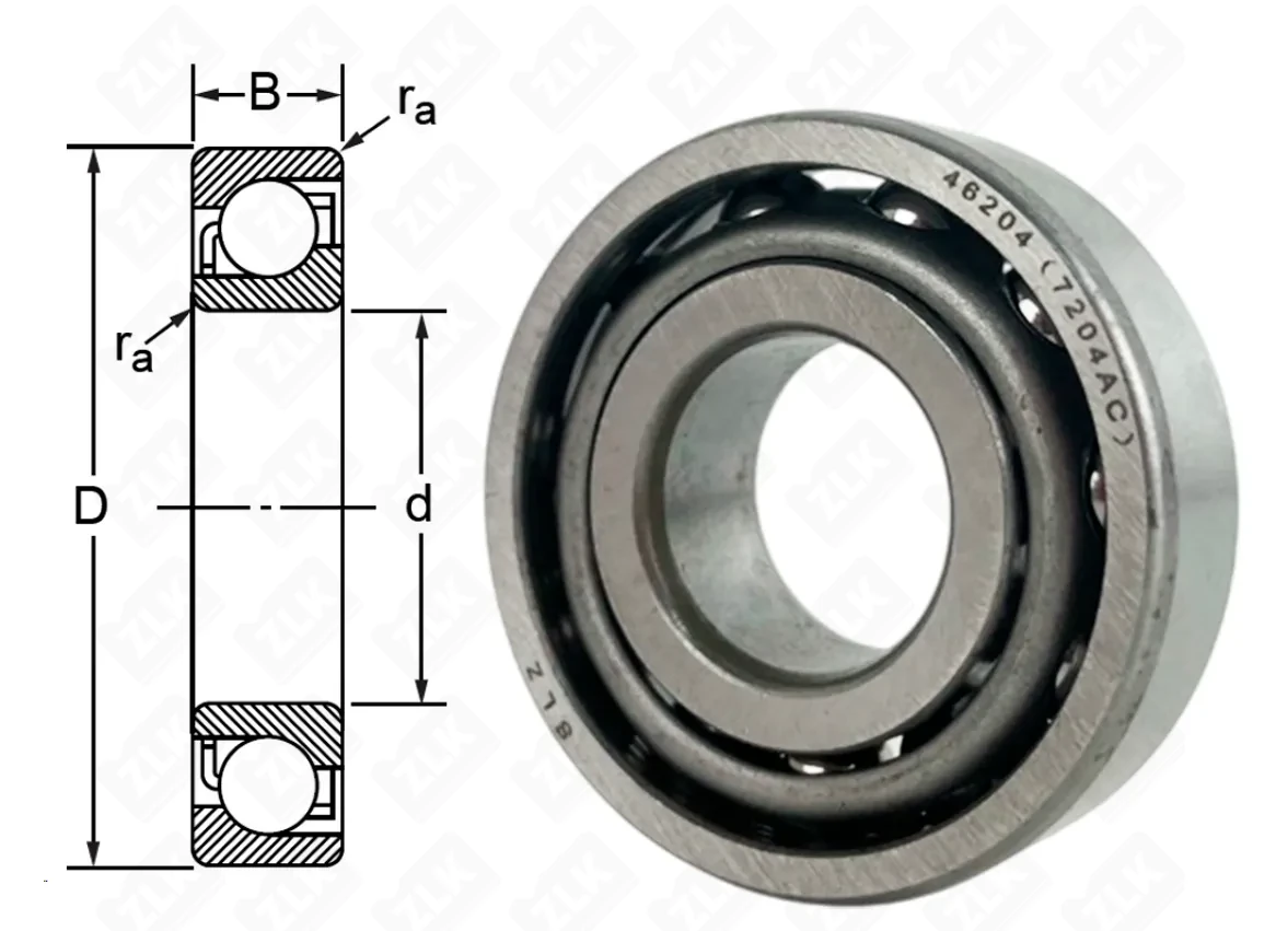 Подшипник шариковый 46204 (7204 AC) 20×47×14 мм SLZ