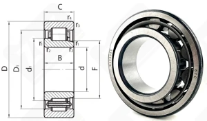 Подшипник 42508 (NJ2208E) радиальный роликовый 40-80-23 мм