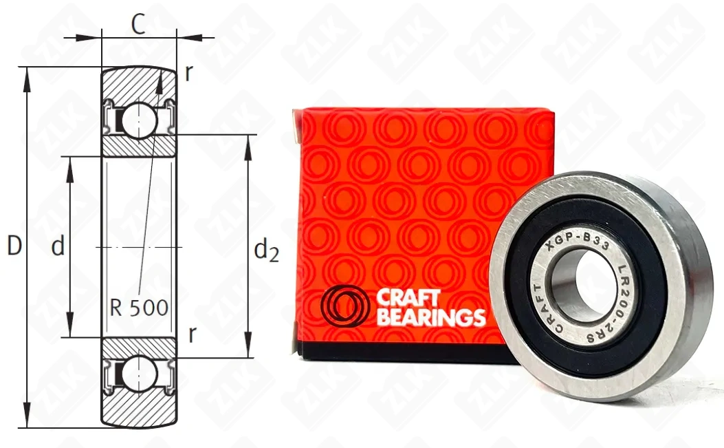 Подшипник шариковый (LR200-2RS) 10×32×9 мм Craft