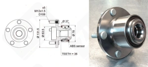 Подшипниковый ступичный узел GH21190 радиально-упорный шариковый 27-78-70 мм