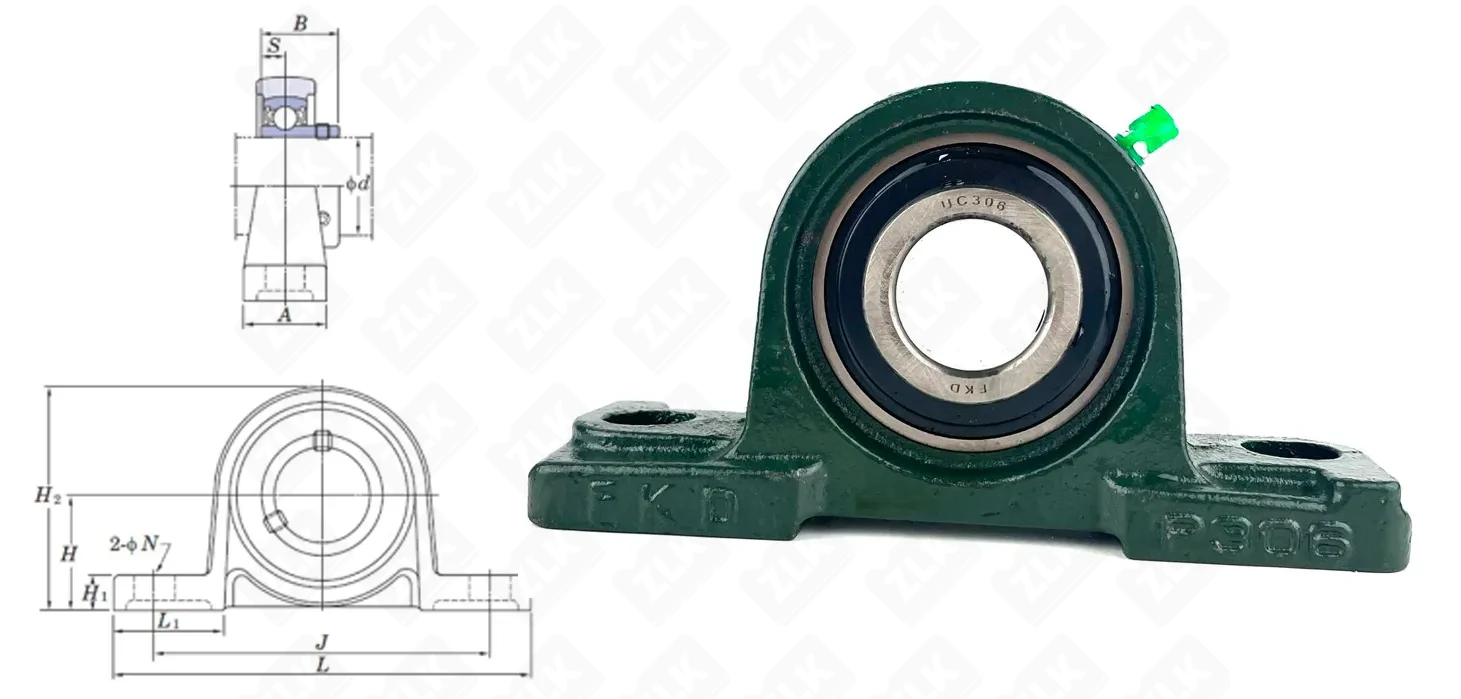 Подшипник корпусный  480306UCP (UCP306) 30×94×180 мм FKD