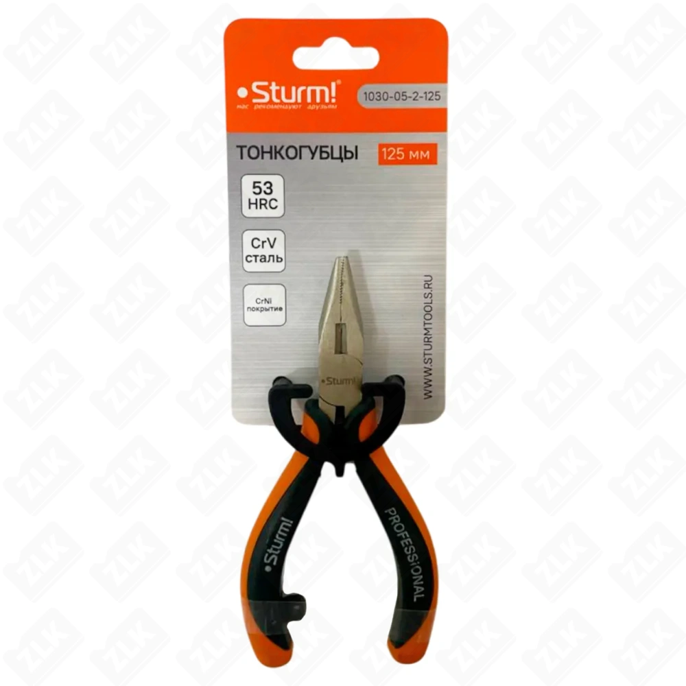 Тонкогубцы 125мм, пружинный механизм Sturm