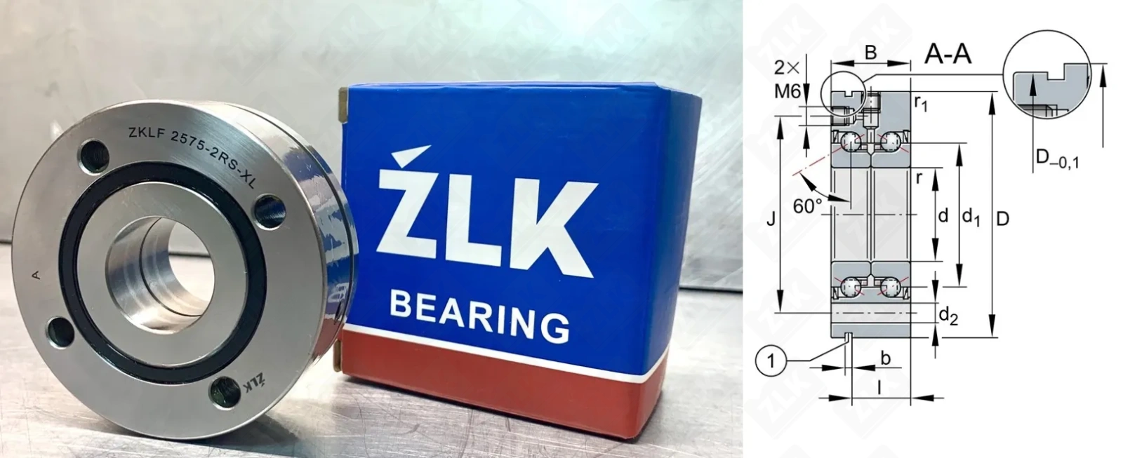 Подшипник шариковый  (ZKLF25752RSXL) 25×75×28 мм ZKL