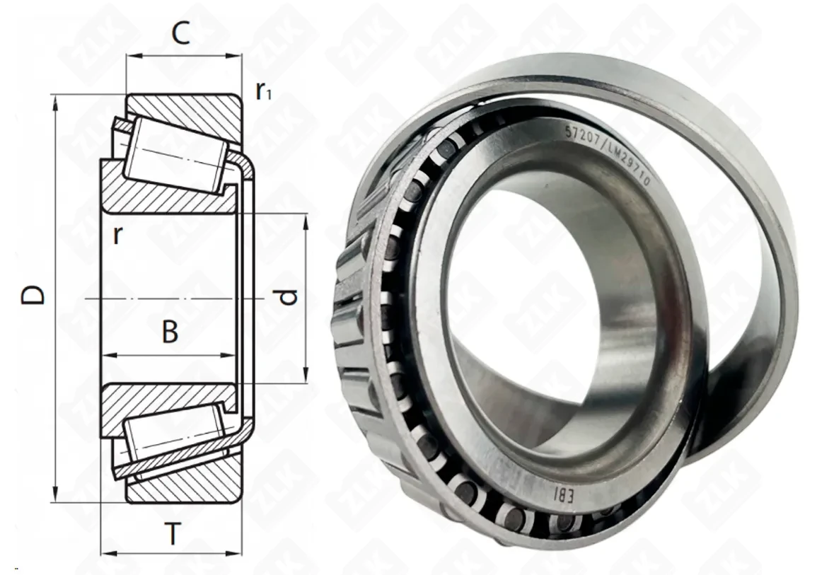 Подшипник роликовый  (LM57207/LM29710) 38.1×65.09×18.05 мм EBI