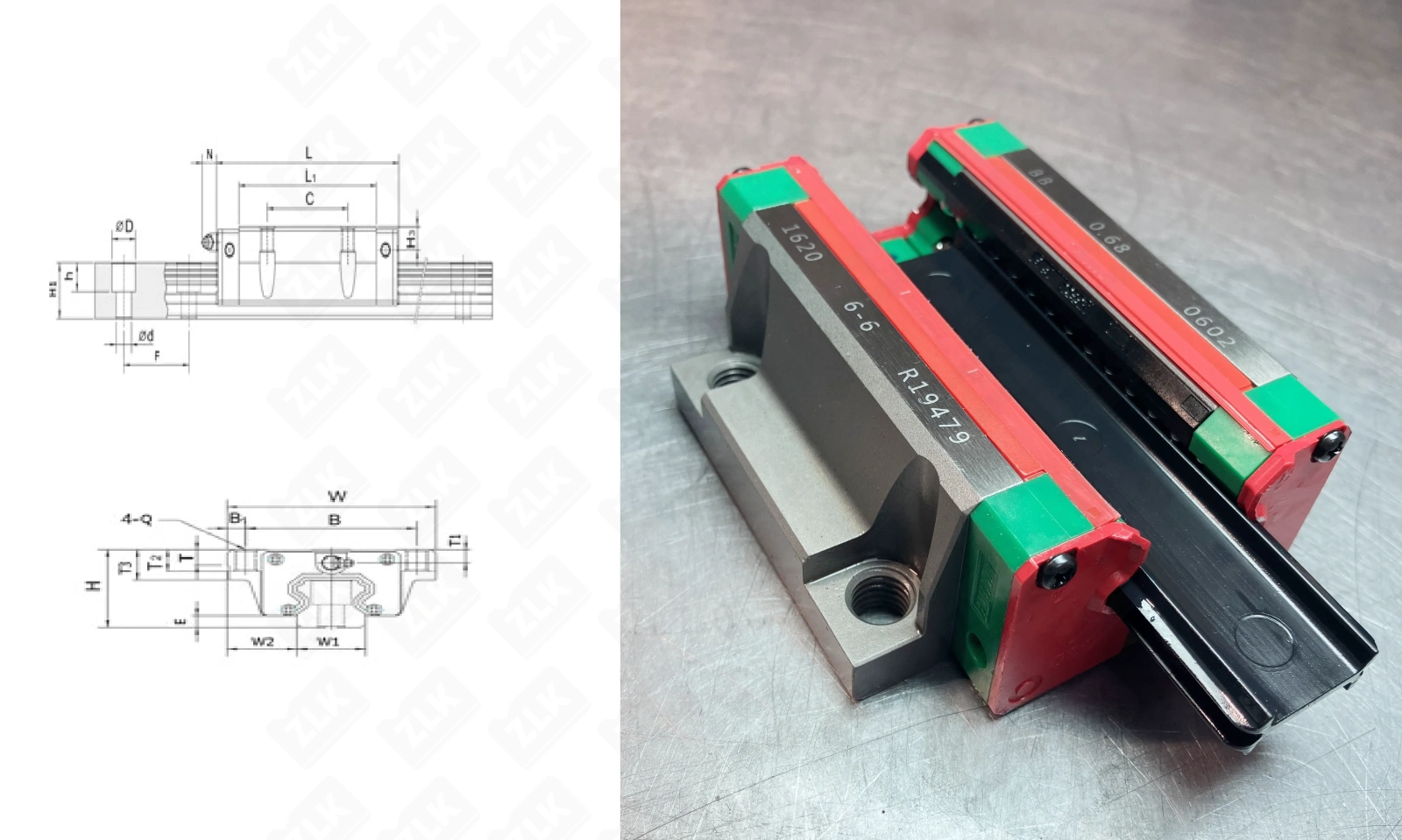 Каретка линейная HGW30CCZAC ×× мм Hiwin