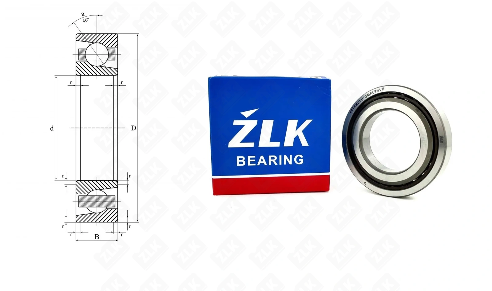 Подшипник шариковый BSB040072-T (40TAB07U/GMP4) 40×72×15 мм ZLK