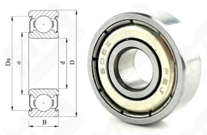 Подшипник 80016 (606ZZ) радиальный шариковый 6-17-6 мм
