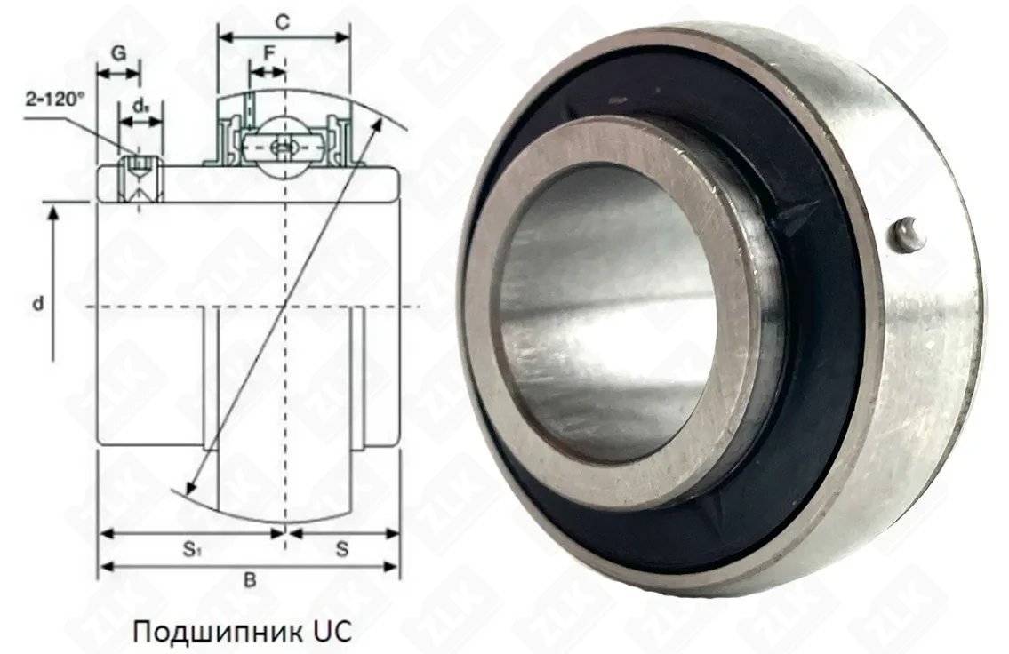 Подшипник шариковый 480205UC (UC205) 25×52×34 мм NTL