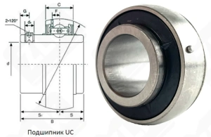 Подшипник 480205UC (UC205) шариковый 25-52-34 мм