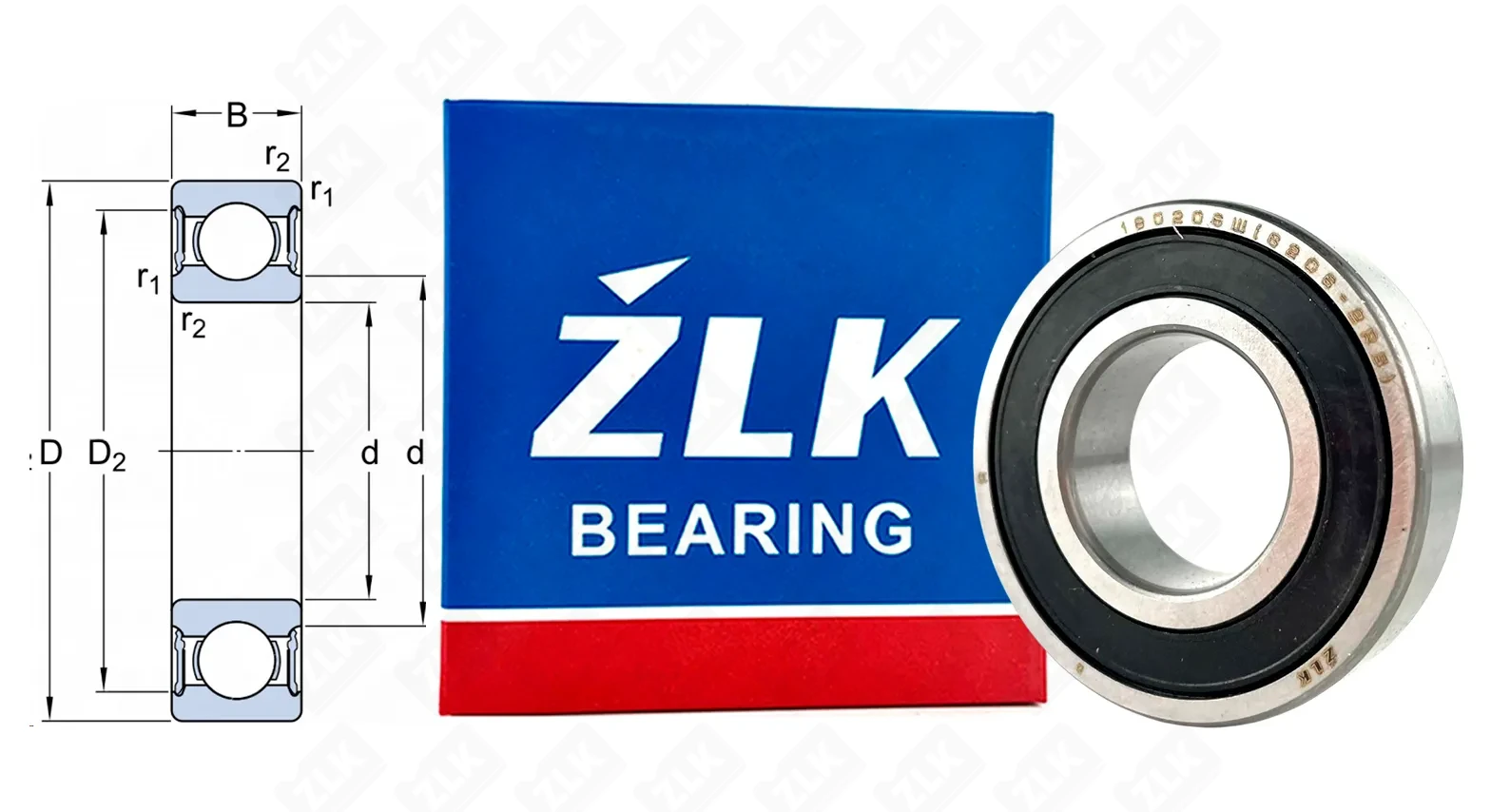 Подшипник шариковый 180206 Ш (6206-2RS) 30×62×16 мм ZLK