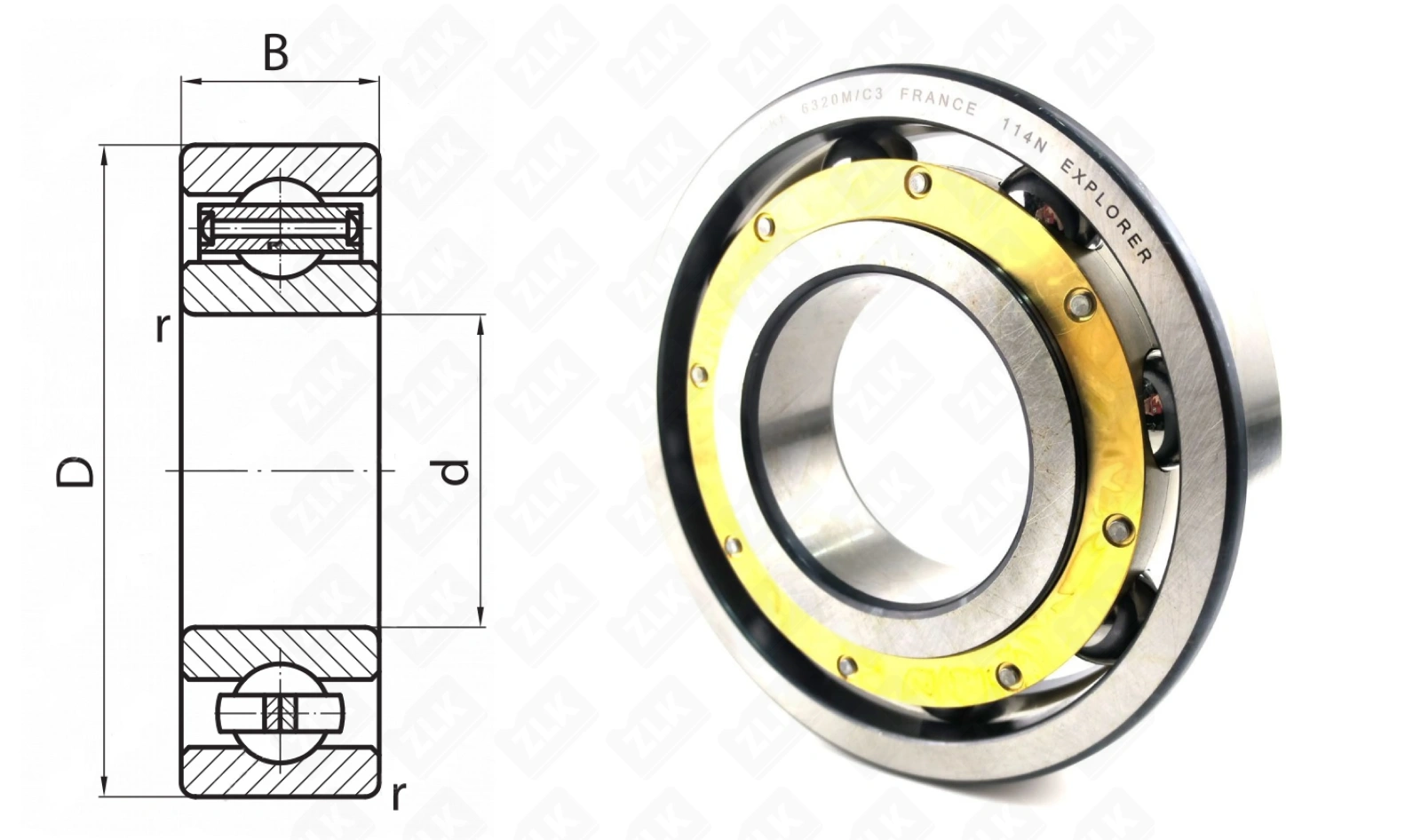 Подшипник шариковый 320 Л (70) (6320MC3) 100×215×47 мм SKF оригинал