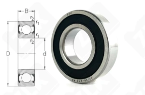 Подшипник шариковый  (62/28 2RS) 28×58×16 мм