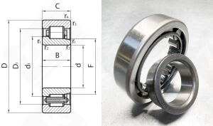 Подшипник 42209 (NJ209) радиальный роликовый 45-85-19 мм