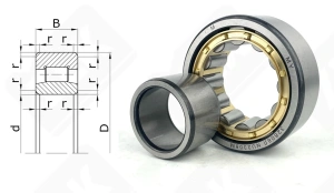 Подшипник 32608 Л (NU2308М) радиальный роликовый 40-90-33 мм
