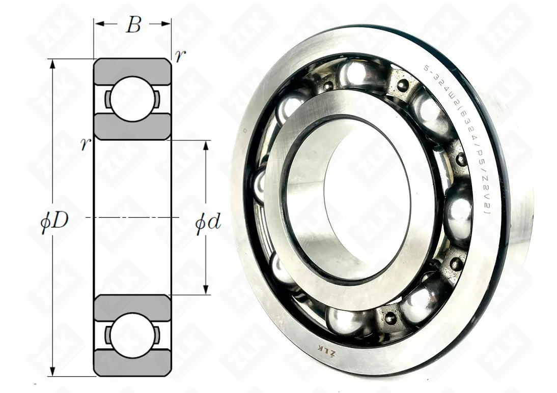 Подшипник шариковый 324 Ш2 (6324Z2V2P5) 120×260×55 мм ZLK