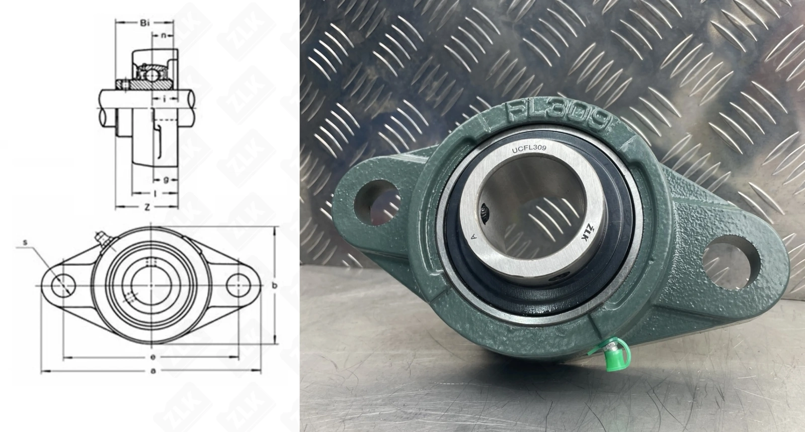 Подшипник корпусный 480309UCFL (UCFL309) 45×230×60 мм ZLK