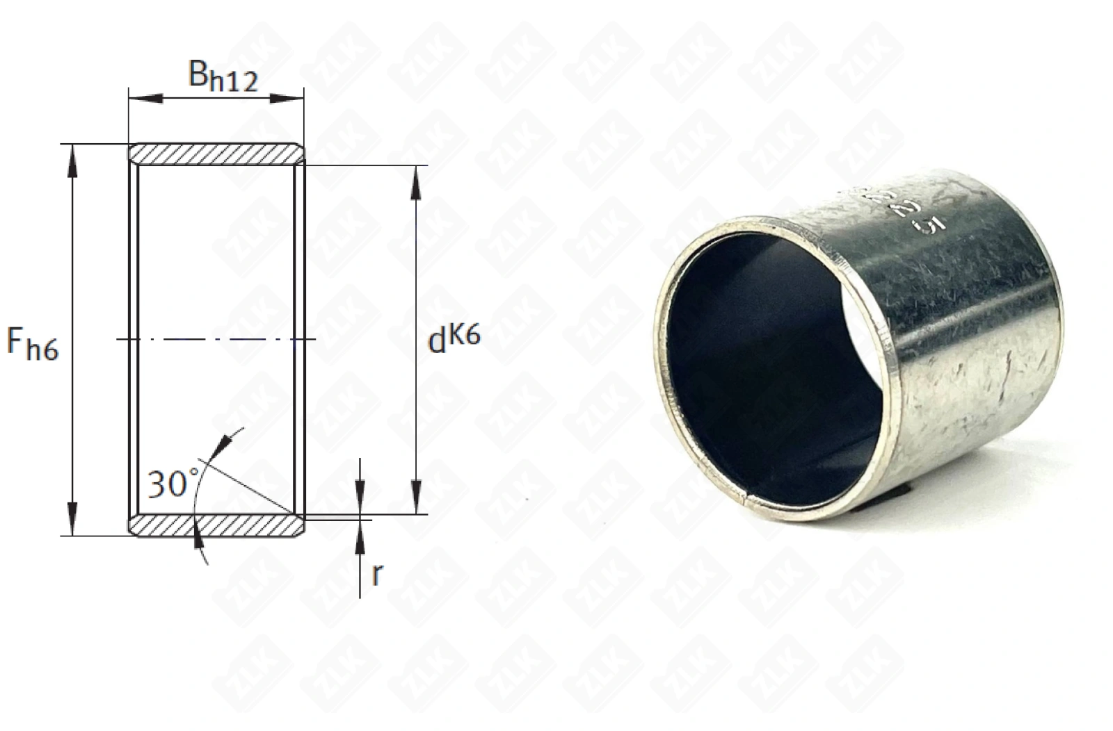 Втулка скольжения KU2225SF1SN (PCM222525) 22×25×25 мм Neutral