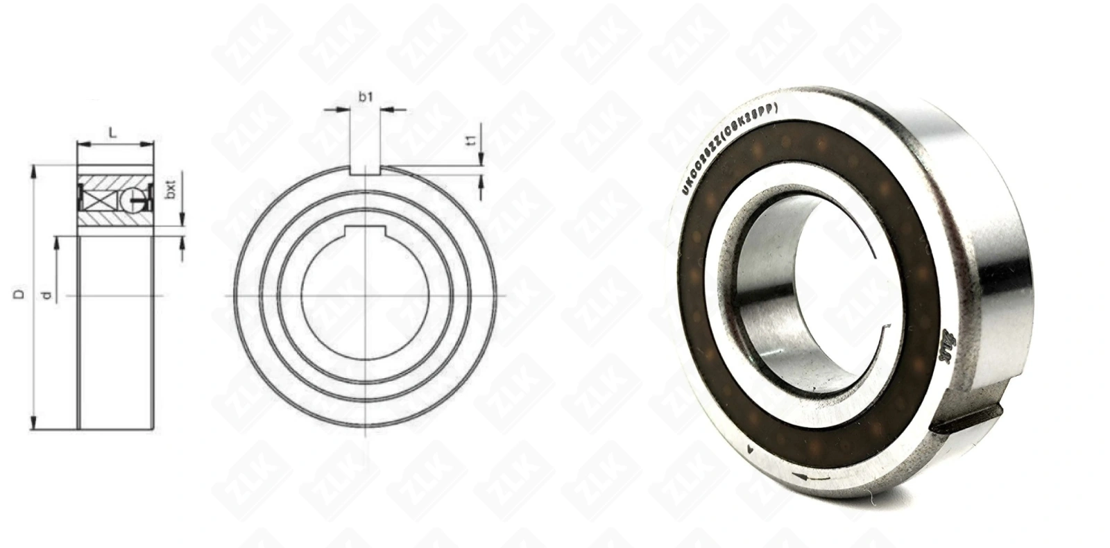 Подшипник шариковый UKCC25ZZ (UKCC25ZZ) 22×52×15 мм ZLK
