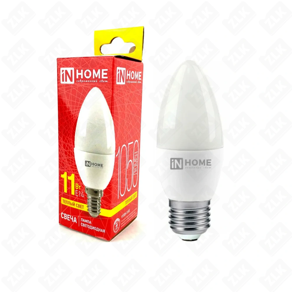 Лампа светодиодная LED-СВЕЧА-VC 11Вт свеча 3000К тепл. бел. E14 230В IN HOME