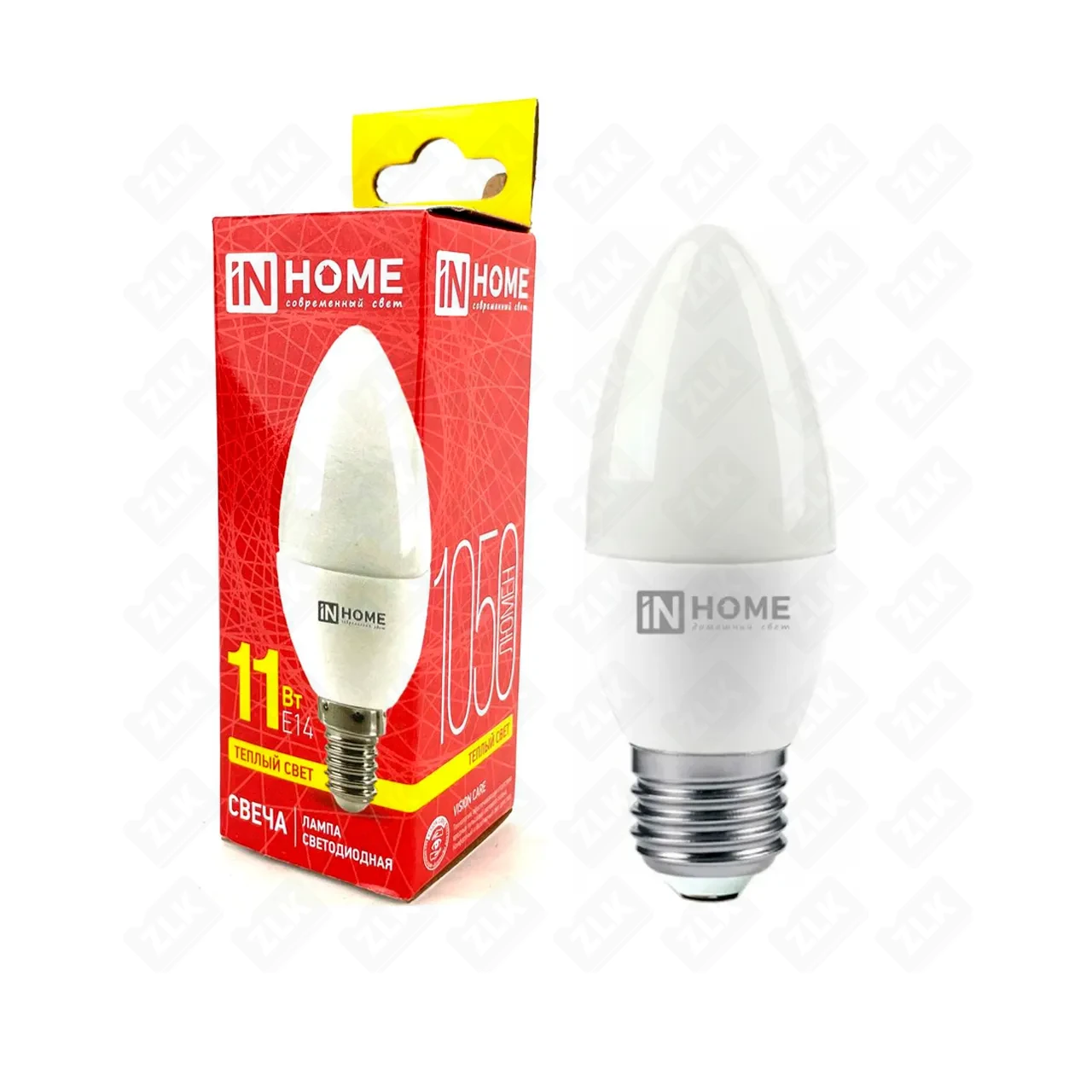 Лампа светодиодная LED-СВЕЧА-VC 11Вт свеча 3000К тепл. бел. E14 230В IN HOME