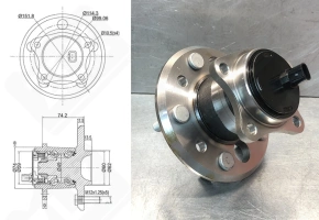Подшипниковый ступичный узел JWB3056 радиально-упорный шариковый 52-73,5-87 мм