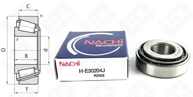 Подшипник роликовый 7204 (H-E30204J) 20×47×15.25 мм Nachi оригинал
