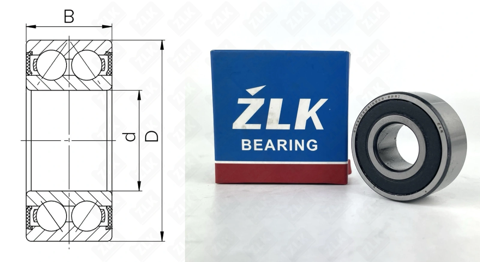 Подшипник шариковый 3056203Ш2  (52032RS,32032RS) 17×40×17.5 мм ZLK