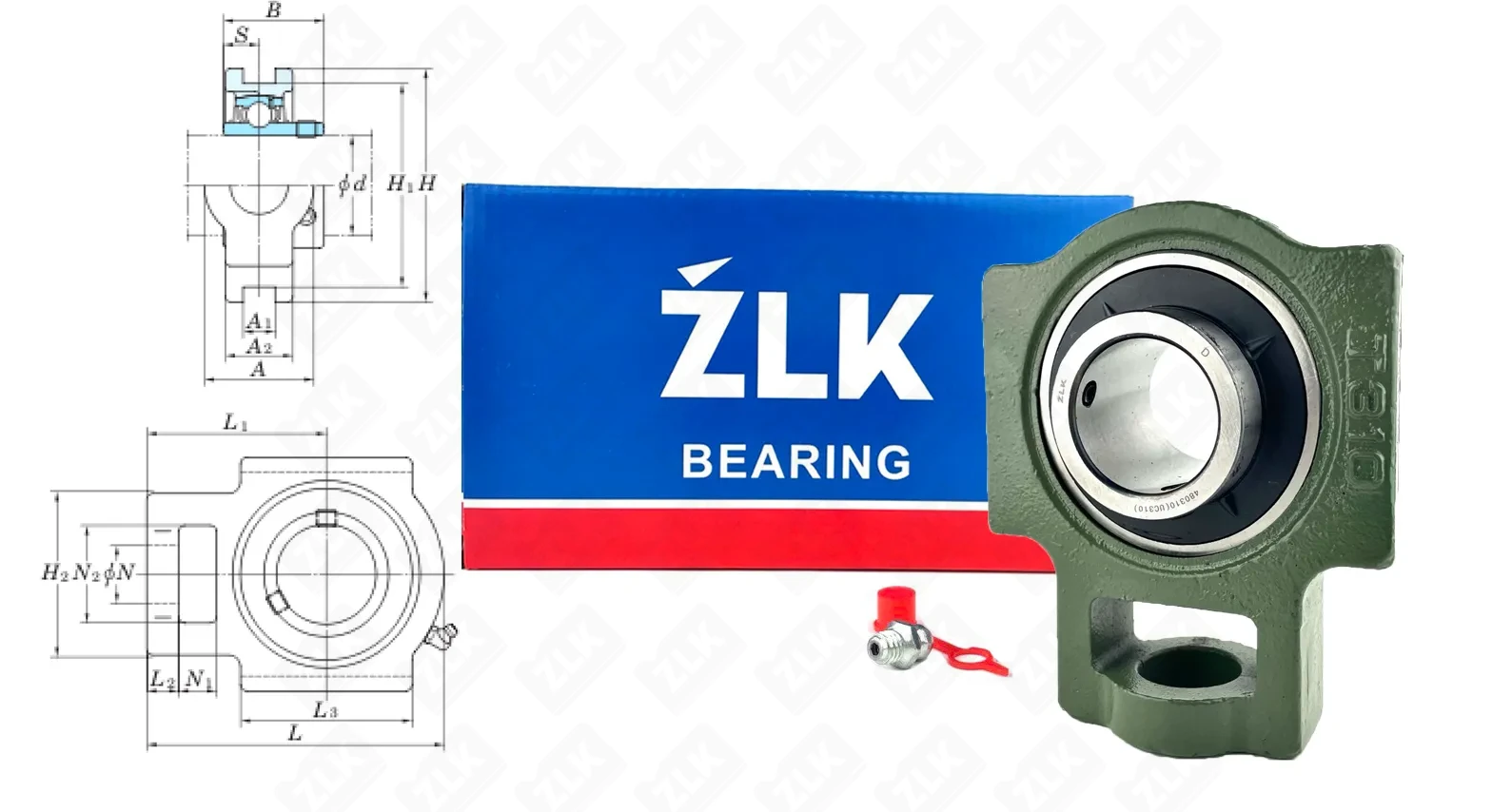 Подшипник корпусный 480310UCT (UCT310) 50×191×151 мм ZLK