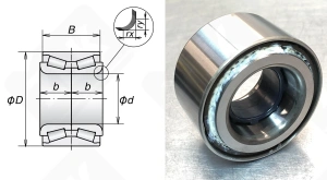 Подшипник 43KWD07AU42C-01LBC радиально-упорный роликовый конический 43-77-41,5/45,5 мм