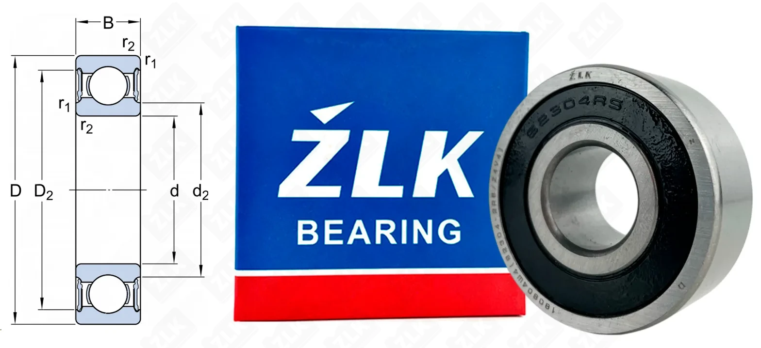 Подшипник шариковый 180604 (62304-2RS/Z4V4) 20×52×21 мм ZLK