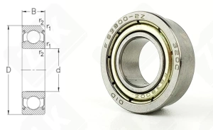 Подшипник 3080800 ZZ (F63800ZZ) радиальный шариковый 10-19-7 мм
