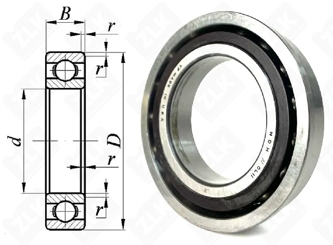 Подшипник шариковый 111 Е (F6011 E) 55×90×18 мм NDH