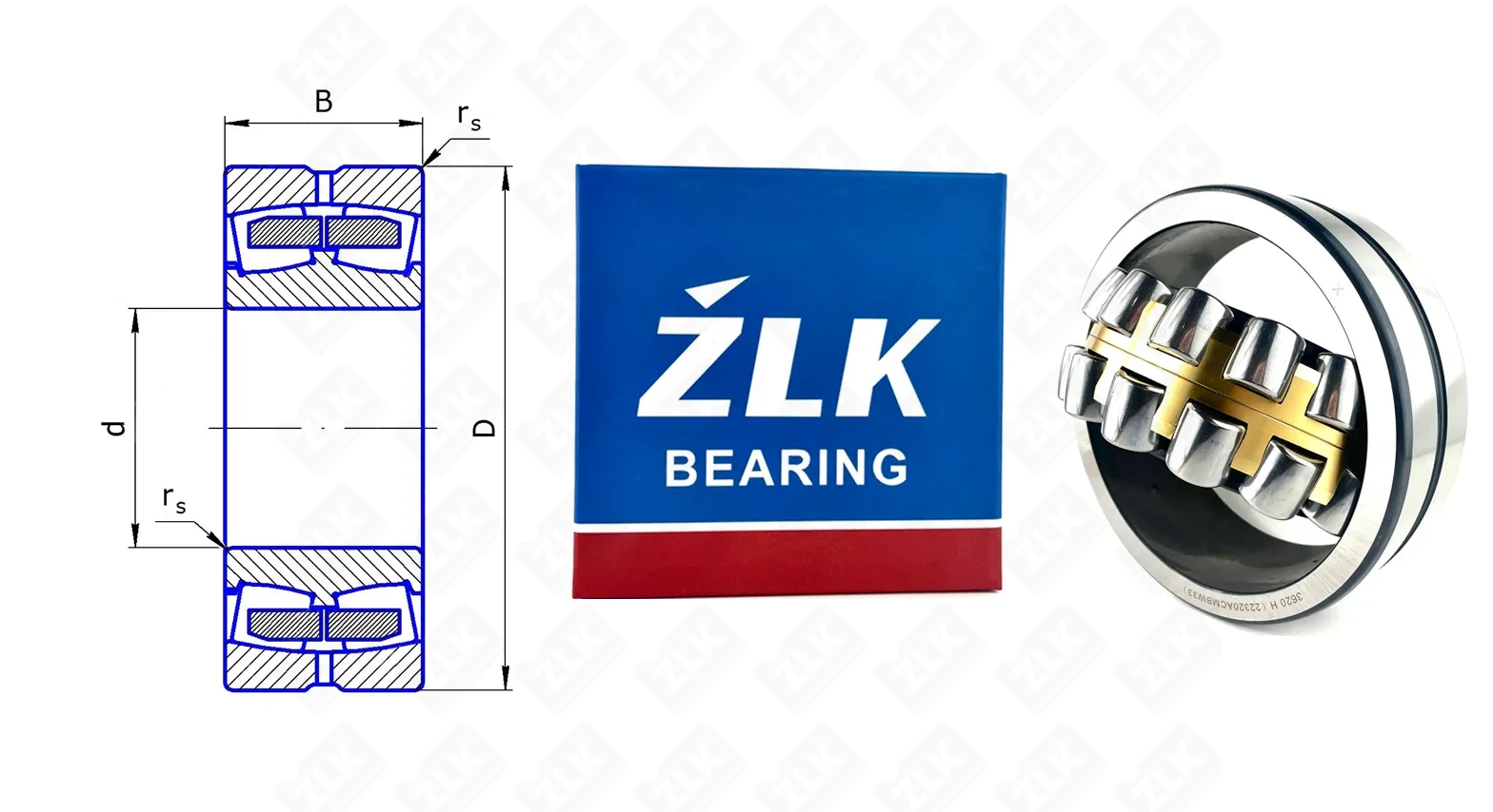 Подшипник роликовый 3620 H (22320ACMB/W33, 22320CA/W3) 100×215×73 мм ZLK