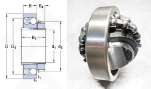 Подшипник 11507 (2208К+H308) радиальный шариковый самоустанавливающийся 35-80-23 мм