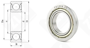 Подшипник 1000804 ZZ (F61804ZZ,F6804ZZ) радиальный шариковый 20-32-7 мм