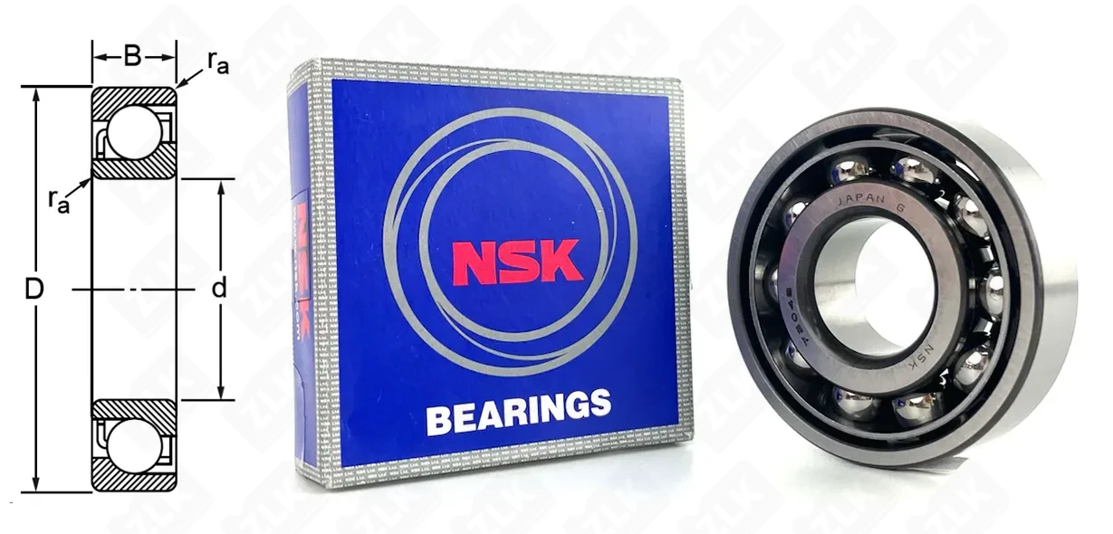 Подшипник шариковый 66304 (7304BEJ) 20×52×16 мм NSK оригинал