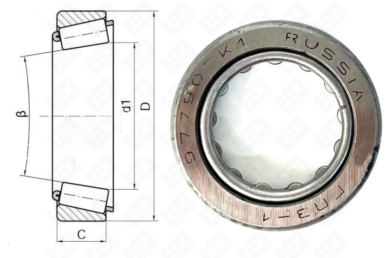 Подшипник роликовый 977907 (977907) 33.02×49.22×12.5 мм Россия