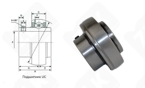 Подшипник 480208UC (UC208) шариковый 40-80-49,2 мм